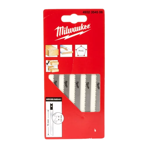 Полотна для лобзиків А5035/А5041 MILWAUKEE, 75х2,5мм, (5шт)