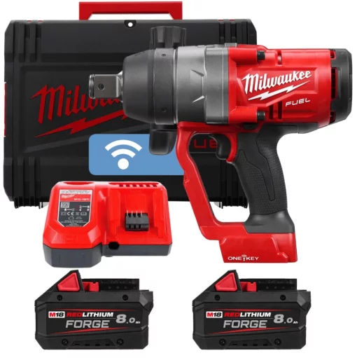 Гайкокрут акумуляторний 1'' MILWAUKEE, M18 ONEFHIWF1-802X, 2400Нм (+зар.пр., 2 акум.Х 8Аг, HD кейс) FORGE