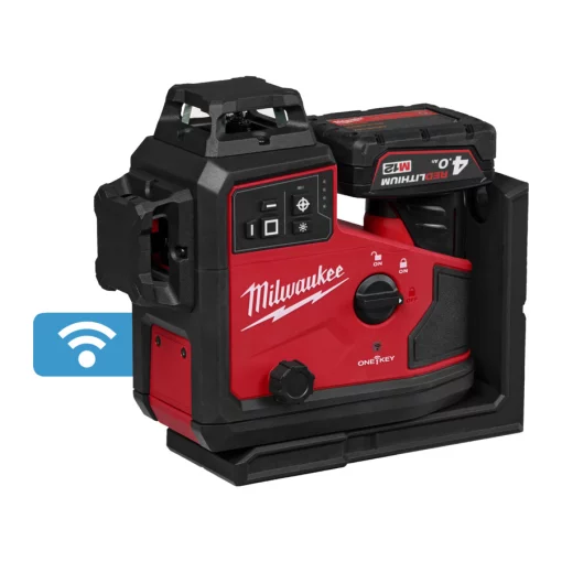 Нівелир лазерний акумуляторний 3D MILWAUKEE M12 A3PLO-401C  (360˚, зелений промінь) (ЗУ+1ак.Х4Аг+кейс)
