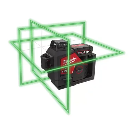 Нівелир лазерний акумуляторний 3D MILWAUKEE M12 A3PLO-401C  (360˚, зелений промінь) (ЗУ+1ак.Х4Аг+кейс)