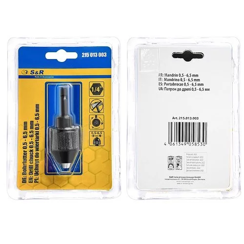 Свердлильний патрон S&R 0,5-6.5 мм з перехідником  1/4 &quot;