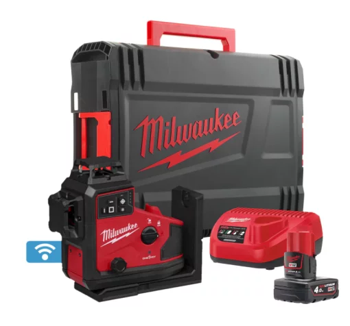 Нівелир лазерний акумуляторний 3D MILWAUKEE M12 A3PLO-401C  (360˚, зелений промінь) (ЗУ+1ак.Х4Аг+кейс)
