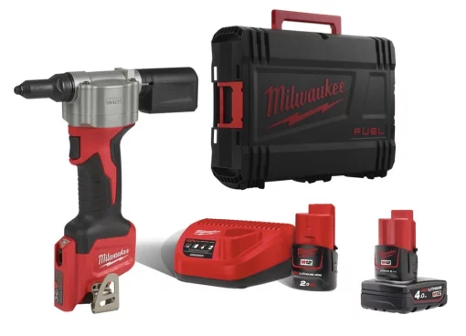 Заклепочник акумуляторний MILWAUKEE, M12 BPRT-422X, Ø закл. 2,4-4,8мм, (+зар.пр., 1 акум.Х 2Аг, 1 акум.Х 4Аг, HD кейс)