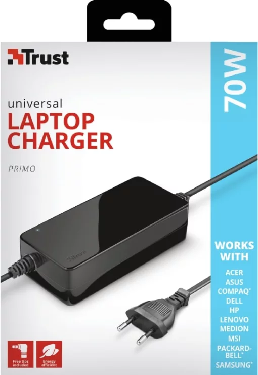 Адаптер живлення Trust Primo 70W-19V Universal Laptop Charger, чорний
