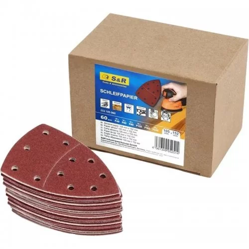 Набір шліфпаперу S&R 105х152 мм 60 шт для дельташліфмашин