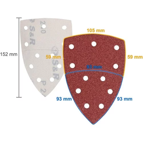 Набір шліфпаперу S&R 105х152 мм 60 шт для дельташліфмашин
