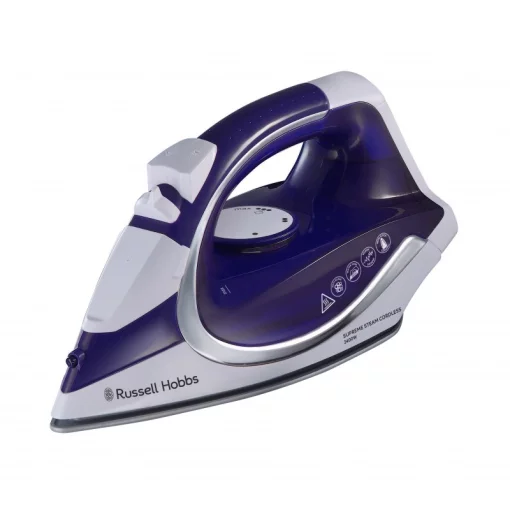 Праска Russell Hobbs безпровідна Supreme Steam Cordless, 2400Вт, 300мл, паровий удар -40гр, постійна пара - 135гр, база для заряджання, автовимкнення, керам. підошва, біло-синій