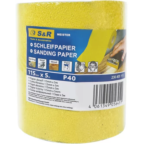 Шліфпапір S&R у рулоні 115 мм х 5 м зерно 40