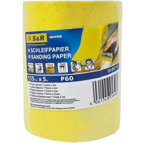 Шліфпапір S&R у рулоні 115 мм х 5 м зерно 60