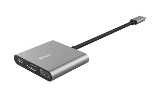 Хаб Trust Dalyx 3-in-1 USB-С > USB-А 3.2/USB-С/HDMI, Алюміній, 0.1м, чорний