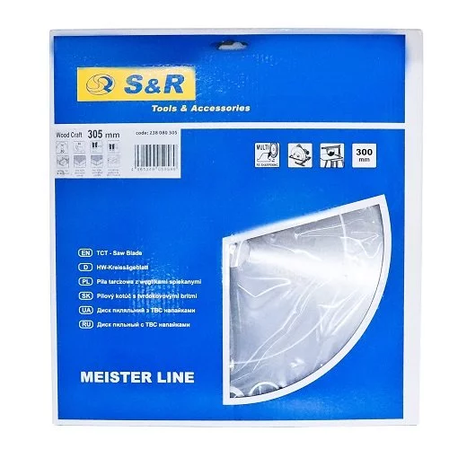 Диск пиляльний S&R WoodCraft Meister 305x30x2,4мм АТВ 80 зуб. + кільця 20 / 25,4