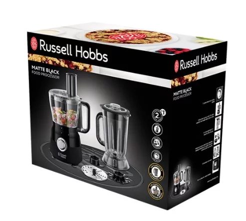 Кухонна машина Russell Hobbs Matte Black 600Вт, чаша-пластик, корпус-пластик, насадок-9, чорний