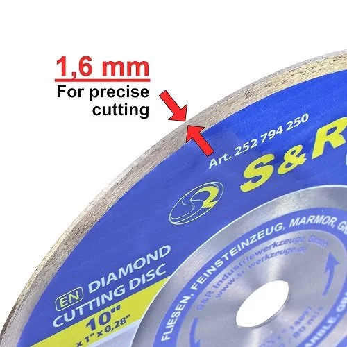 Диск алмазний S&R CORONA 250 x 1,6 х 25,4 керамограніт