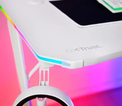 Стіл Trust GXT 709W LUMINUS, (120х74см), RGB, білий