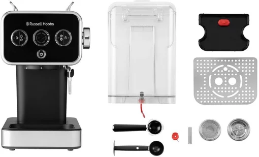 Кавоварка Russell Hobbs ріжкова Distinctions 1.1л, мелена + чалди, чорно-сріблястий