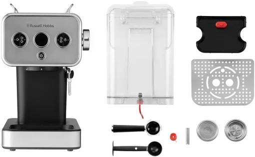 Кавоварка Russell Hobbs ріжкова Distinctions Titanium 1.1л, мелена + чалди, сріблястий