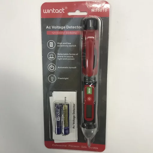 Тестер напруги безконтактний (12-1000V/50/60Hz) зі світловою і звуковою індикацією WINTACT WT3010