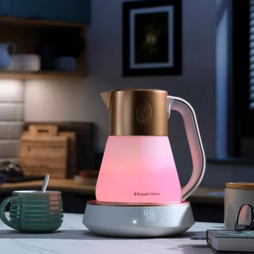 Електрочайник Russell Hobbs Calm, 1.7л, скло, біло-мідний