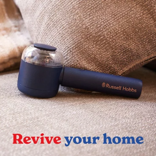 Машинка для видалення катишків Russell Hobbs, велика площа лез. 90 хв. роботи на одному заряді, USB, синий