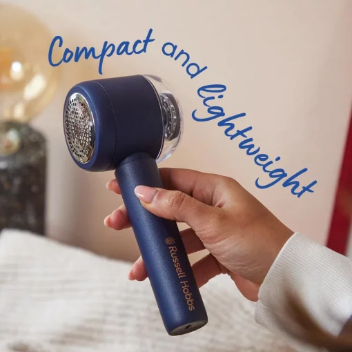 Машинка для видалення катишків Russell Hobbs, велика площа лез. 90 хв. роботи на одному заряді, USB, синий