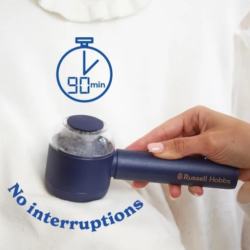 Машинка для видалення катишків Russell Hobbs, велика площа лез. 90 хв. роботи на одному заряді, USB, синий