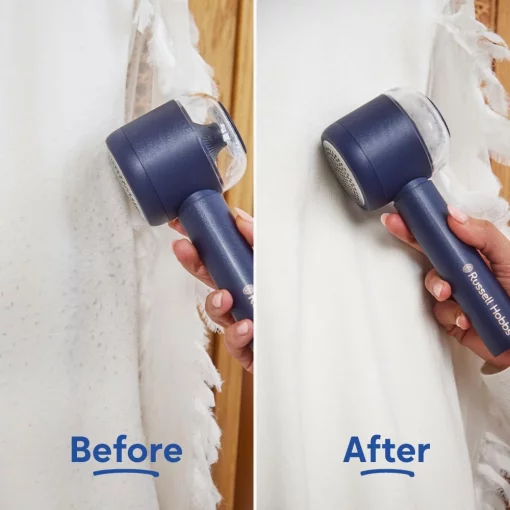 Машинка для видалення катишків Russell Hobbs, велика площа лез. 90 хв. роботи на одному заряді, USB, синий