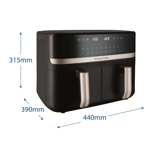 Мультипіч Russell Hobbs Satis Fry DualBaske 2800Вт, чаша-4.5/4.5л, сенсорне управл., 9 авто. программ, пластик, чорний