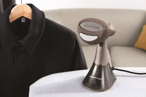 Відпарювач Russell Hobbs компактний Steam Genie Aroma, 1800Вт, 200мл, постійна пара - 32гр, керам. підошва, чорно-коричневий