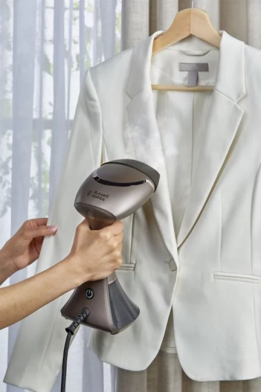 Відпарювач Russell Hobbs компактний Steam Genie Aroma, 1800Вт, 200мл, постійна пара - 32гр, керам. підошва, чорно-коричневий