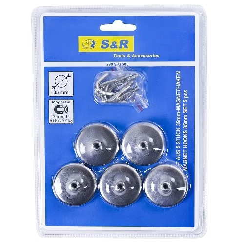 Набір магнітних гачків S&R 5шт D35мм 3,5кг