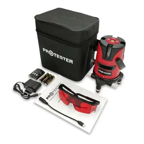 Рівень лазерний нівелір 3 лінії 1H/2V (червоний промінь) PROTESTER LL603R