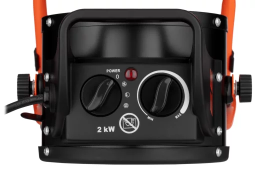 Теплова гармата електрична 2E Ceramic, 2кВт, 20м2, 197м3/год, керамічний нагрів. елемент (PTC), чорний, 1.55кг