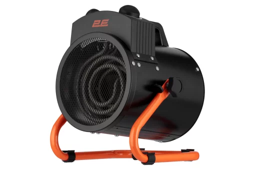 Теплова гармата електрична 2E Stainless, 2кВт, 20м2, 239м3/год, нагрів. елемент - нерж. сталь, IPX4, чорний, 3кг