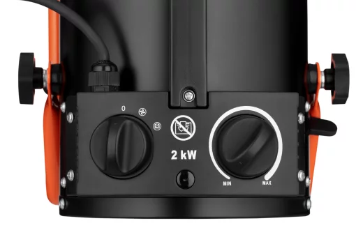 Теплова гармата електрична 2E Stainless, 2кВт, 20м2, 239м3/год, нагрів. елемент - нерж. сталь, IPX4, чорний, 3кг