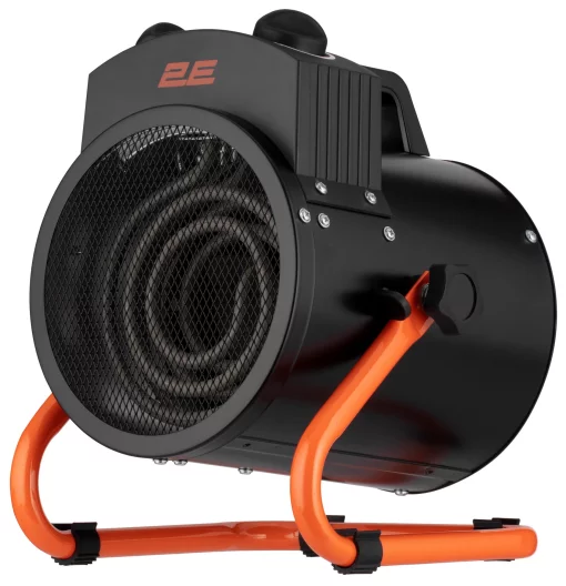 Теплова гармата електрична 2E Stainless, 2кВт, 20м2, 239м3/год, нагрів. елемент - нерж. сталь, IPX4, чорний, 3кг