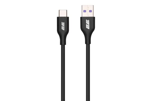 Кабель USB-A > USB-C заряджання/синхронізації 2E 1м, Type-C, Glow, чорний