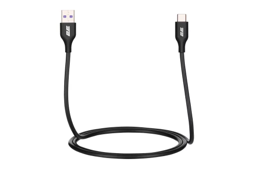 Кабель USB-A > USB-C заряджання/синхронізації 2E 1м, Type-C, Glow, чорний
