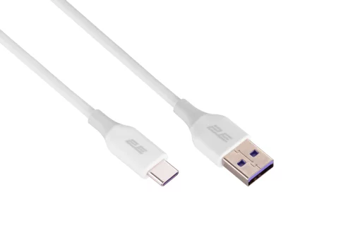 Кабель USB-A > USB-C заряджання/синхронізації 2E 1м, Type-C, Glow, білий
