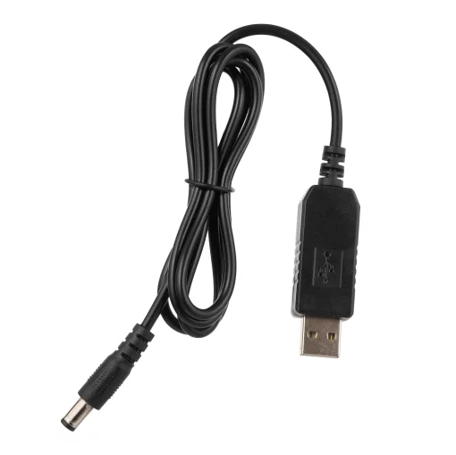 Кабель USB-A > DC 5.5х2.5мм живлення 2Е 1м, 12В/1A, чорний