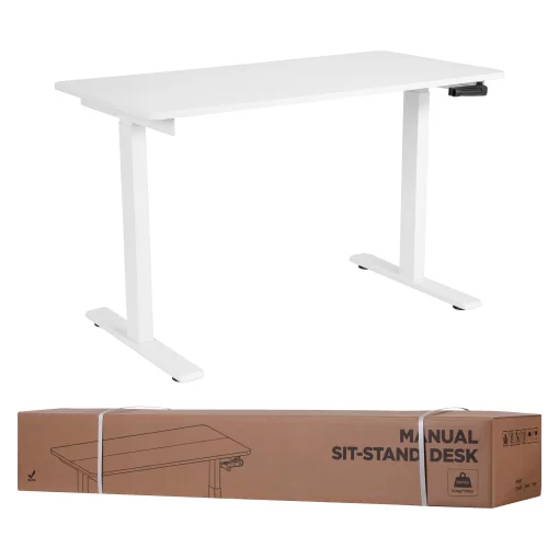 Стіл комп'ютерний 2E СЕ120W-MECHANIC, регулювання висоти, механіка,  72/120х120x60см, білий