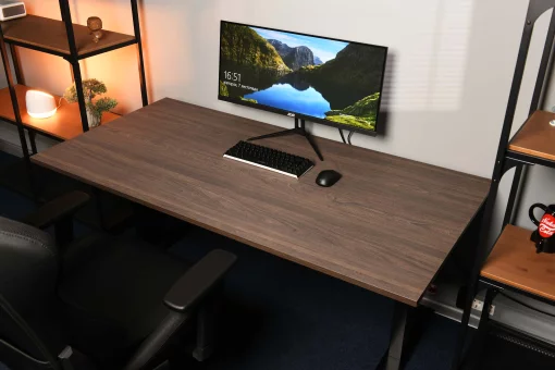 Стіл комп'ютерний 2E CE150WDARK-MOTORIZED, регулювання висоти, електропривід 220В, 62/128x150х75cм, Wood Dark