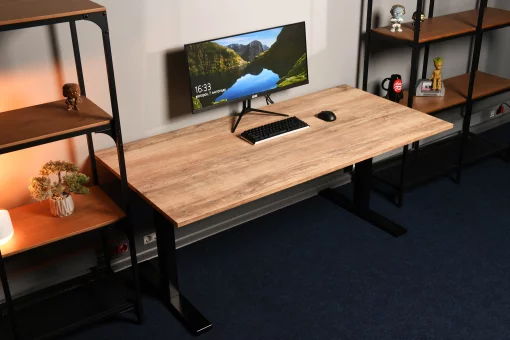 Стіл комп'ютерний 2E CE150WOLD-MOTORIZED, регулювання висоти, електропривід 220В, 62/128x150х75cм, Wood Old