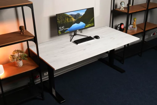 Стіл комп'ютерний 2E CE150WWHITE-MOTORIZED, регулювання висоти, електропривід 220В, 62/128x150х75cм, Wood White