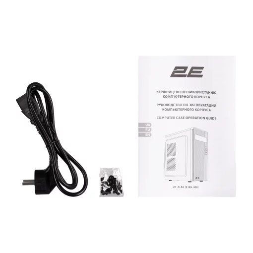 Корпус 2E Alfa E185-400 з БЖ 2E ATX400W, 1xUSB3.0, 2xUSB2.0, VGA 310мм, ATX, чорний