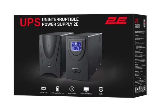 Джерело безперебійного живлення 2E ED2000, 2000VA/1200W,LED, 2xSchuko