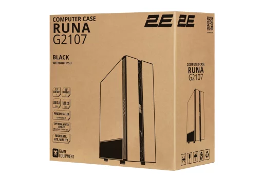 Корпус 2E GAMING Runa G2107 без БЖ 1xUSB3.0, 2xUSB2.0, 1x120мм ARGB, VGA 325мм, LCS ready, TG Side Panel, ATX, чорний