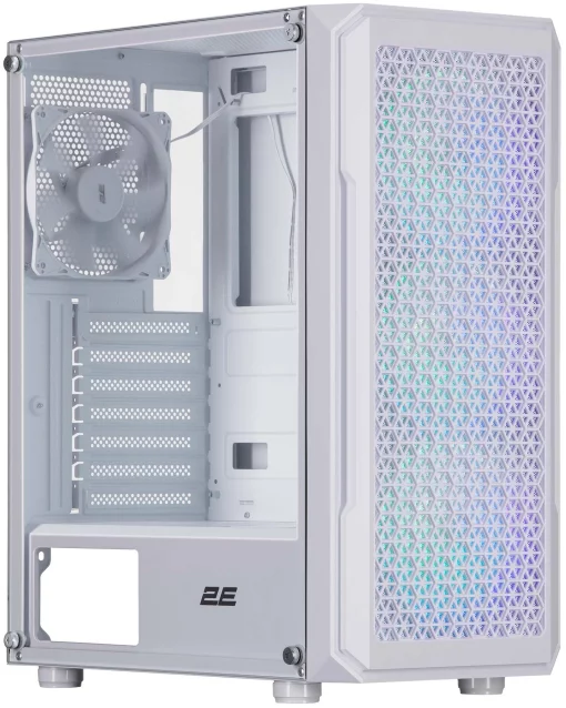 Корпус 2E GAMING Hexagon G338W без БЖ 2xUSB3.0, 1xUSBType-C, 3x120мм ARGB, 1x120мм, VGA 330мм, LCS ready, HUB, TG Side Panel, ATX, білий