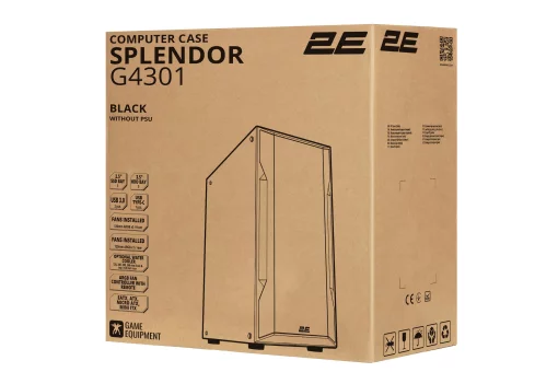 Корпус 2E GAMING Splendor G4301 без БЖ 2xUSB3.0, 1xUSBType-C, 4x120мм ARGB, VGA 415мм, LCS ready, контролер з пультом, TG Side Panel, EATX, чорний