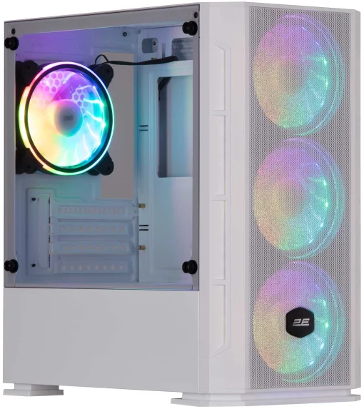 Корпус 2E GAMING Calleo GB700W без БЖ, 2xUSB3.0, 1xUSB2.0, 4x120мм ARGB, VGA 320мм, LCS ready, контролер з пультом, TG Side Window, mATX, білий