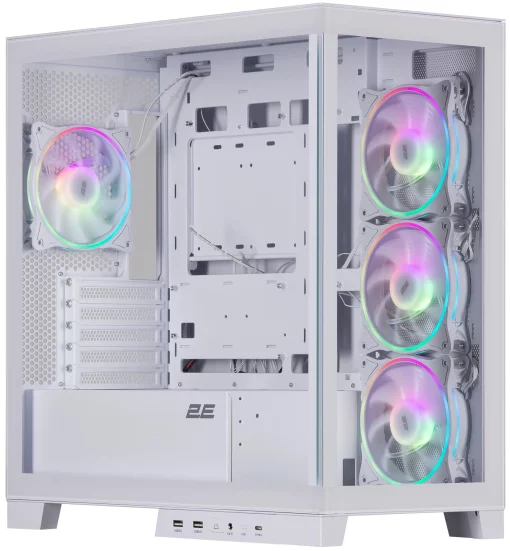 Корпус 2E GAMING Fantom GK701W без БЖ 2xUSB3.0, 1xUSBType-C, 4x120мм ARGB, VGA 400мм, LCS ready, контролер з пультом, TG Side/Front Panel, mATX, білий